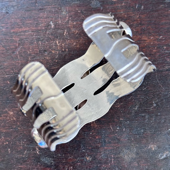 Beautiful Abstract Wide Sterling Silver Cuff Bracelet - Picture 9 of 12